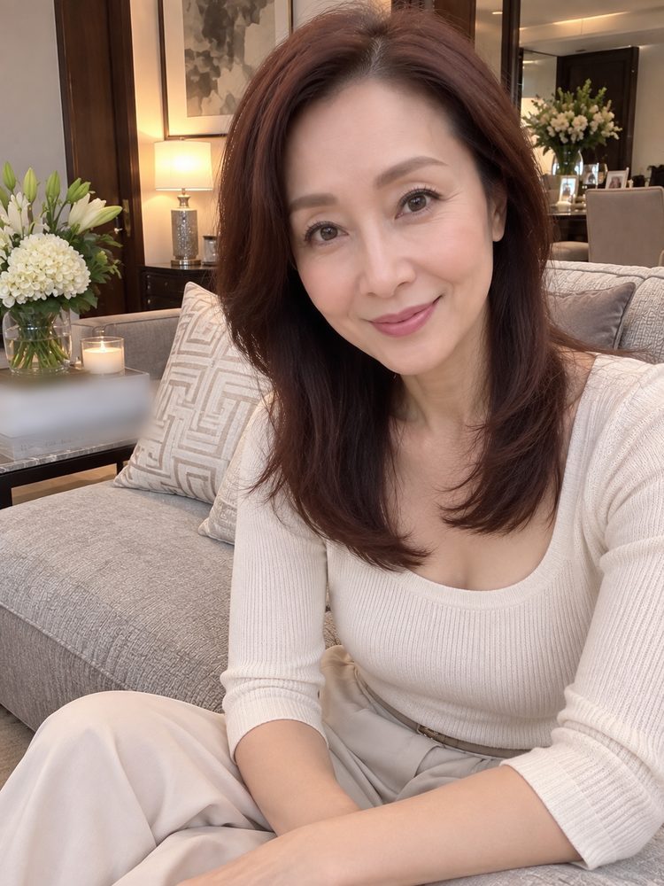ソファでくつろぐ女性